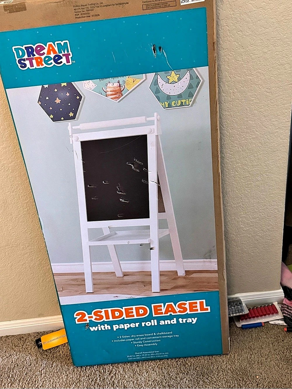 Dream Street 2-Sided Easel with Paper Roll and Tray & Tray, White & Black